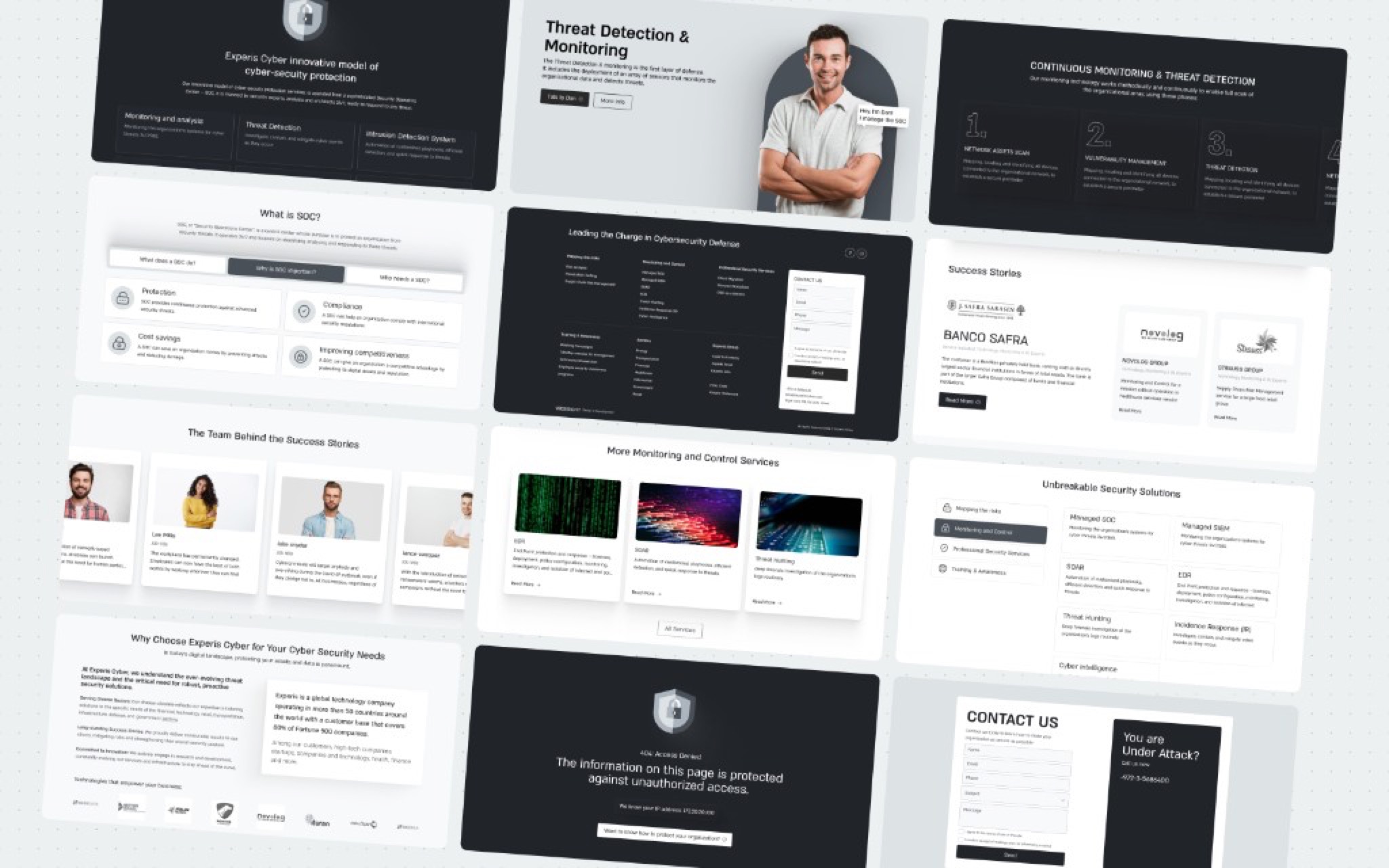 Experis Cyber — interactive prototype screens